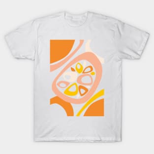 Mid Century Modern Abstract Shapes Orange, Yellow T-Shirt